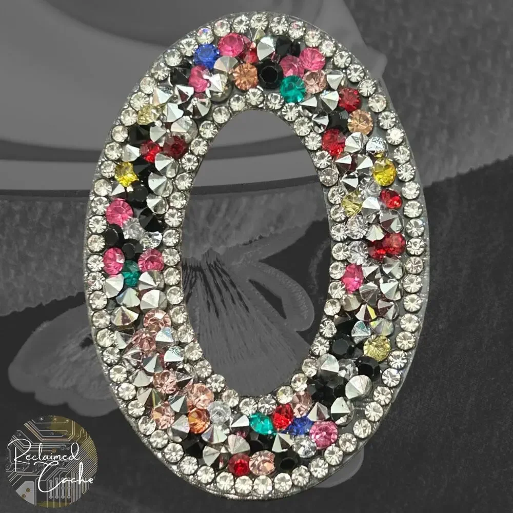 Letter O Multicolor Rhinestone Iron On Patch